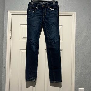 American Eagle Outfitters Women's Deep Blue Straight Leg Jeans